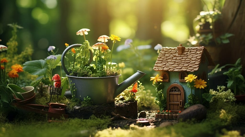 Maintaining your Fairy Garden with watering can