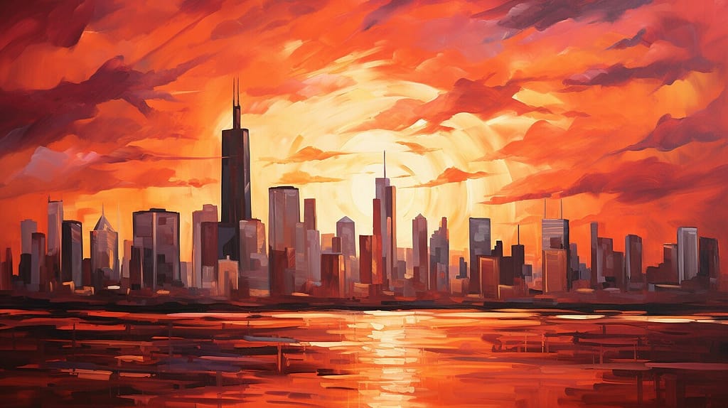 cityscape canvas painting